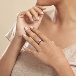 Bague Solitaire Ceramik Design Argent  Oxyde De Zirconium Et Céramique-Histoire d'Or Sale