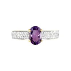 Histoire d'Or Bague Solitaire Crista Or Jauneamethyste Et Oxyde