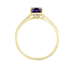 Histoire d'Or Bague Solitaire Crista Or Jauneamethyste Et Oxyde