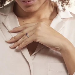 Histoire d'Or Bague Solitaire Crista Or Jauneamethyste Et Oxyde