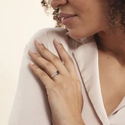 Histoire d'Or Bague Solitaire Crista Or Jauneamethyste Et Oxyde