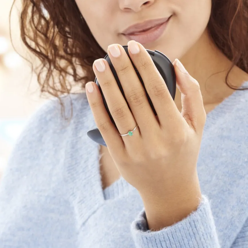 Bague Solitaire Dota Or Blanc Emeraude-Histoire d'Or New
