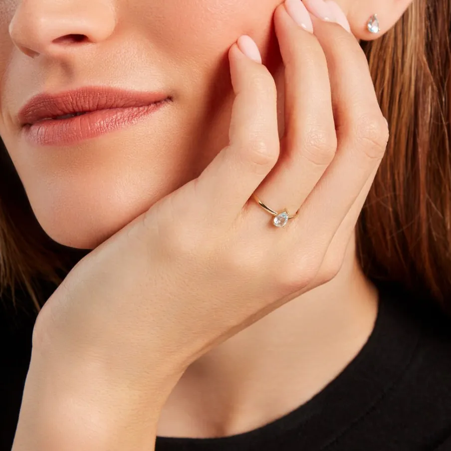 Histoire d'Or Bague Solitaire Goutte Or Jaune Topaze