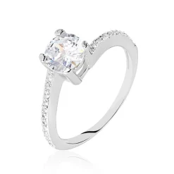 Histoire d'Or Bague Solitaire Maelane Argent Blanc Oxyde De Zirconium