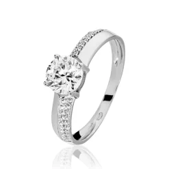 Bague Solitaire Messine Or Blanc Oxyde De Zirconium-Histoire d'Or Sale