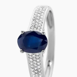 Bague Solitaire Or Blanc Crista Saphir Diamants-Histoire d'Or Sale