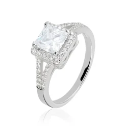 Histoire d'Or Bague Solitaire Wilona Argent Blanc Oxyde De Zirconium