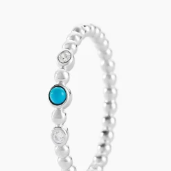 Bague Sorene Argent Blanc Turquoise Oxyde De Zirconium-Histoire d'Or Clearance