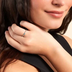 Bague Sorene Argent Blanc Turquoise Oxyde De Zirconium-Histoire d'Or Clearance