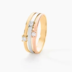 Histoire d'Or Bague Superposition Or Tricolore Diamant