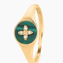 Histoire d'Or Bague Talisman Or Jaune Malachite Diamant