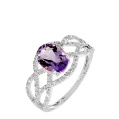 Histoire d'Or Bague Tina Or Blanc Amethyste Et Diamant