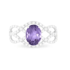 Histoire d'Or Bague Tina Or Blanc Amethyste Et Diamant