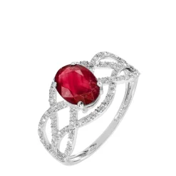 Histoire d'Or Bague Tina Or Blanc Rubis Et Diamant