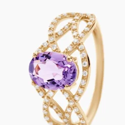 Bague Tina Or Jaune Amethyste Et Oxyde De Zirconium-Histoire d'Or Online