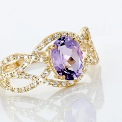 Bague Tina Or Jaune Amethyste Et Oxyde De Zirconium-Histoire d'Or Online