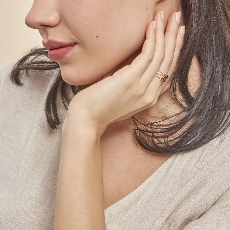 Histoire d'Or Bague Tina Or Jaune Quartz Et Oxyde De Zirconium