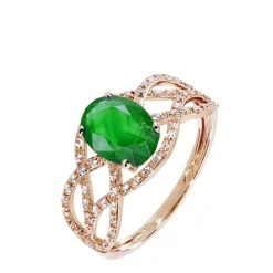 Histoire d'Or Bague Tina Or Rose Emeraude Et Diamant