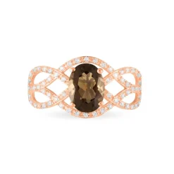 Histoire d'Or Bague Tina Or Rose Quartz Et Oxyde De Zirconium