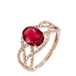 Histoire d'Or Bague Tina Or Rose Rubis Et Diamant