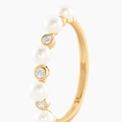 Histoire d'Or Bague Tiny Pearls Or Jaune Perle De Culture Oxyde De Zirconium