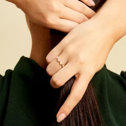 Histoire d'Or Bague Tiny Pearls Or Jaune Perle De Culture Oxyde De Zirconium