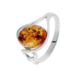 Histoire d'Or Bague Titziana Argent Blanc Ambre