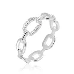 Bague Trait D'union Argent Blanc Oxyde De Zirconium-Histoire d'Or Hot