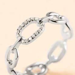 Bague Trait D'union Argent Blanc Oxyde De Zirconium-Histoire d'Or Hot