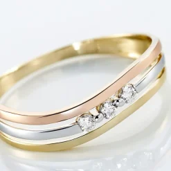 Bague Troyen Or Tricolore Diamant-Histoire d'Or New