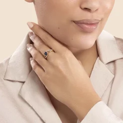 Bague Tyana Plaqué Or Jaune Pierre De Synthese Et Oxyde De Zirconium-Histoire d'Or Discount