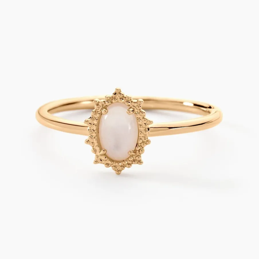 Histoire d'Or Bague Vintage Love Plaqué Or Jaune Pierre De Lune