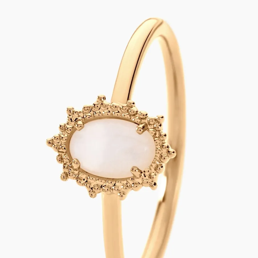 Histoire d'Or Bague Vintage Love Plaqué Or Jaune Pierre De Lune