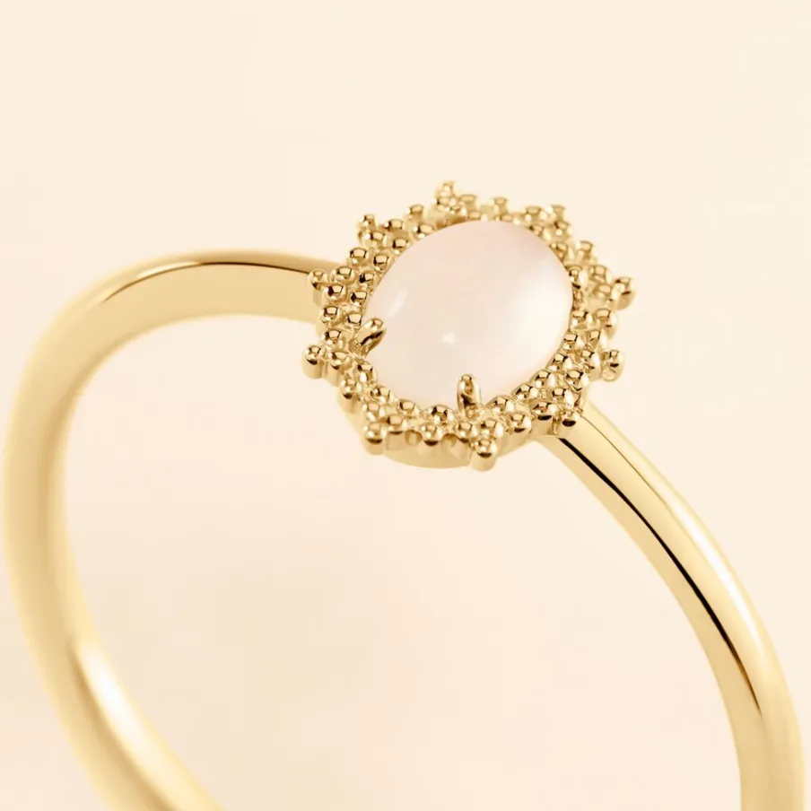 Histoire d'Or Bague Vintage Love Plaqué Or Jaune Pierre De Lune