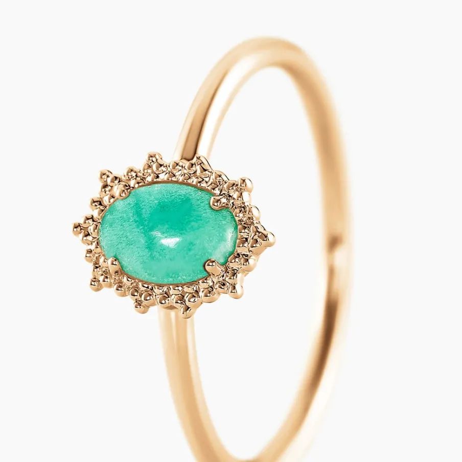 Histoire d'Or Bague Vintage Love Plaqué Or Jaune Amazonite