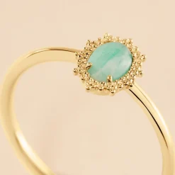 Histoire d'Or Bague Vintage Love Plaqué Or Jaune Amazonite