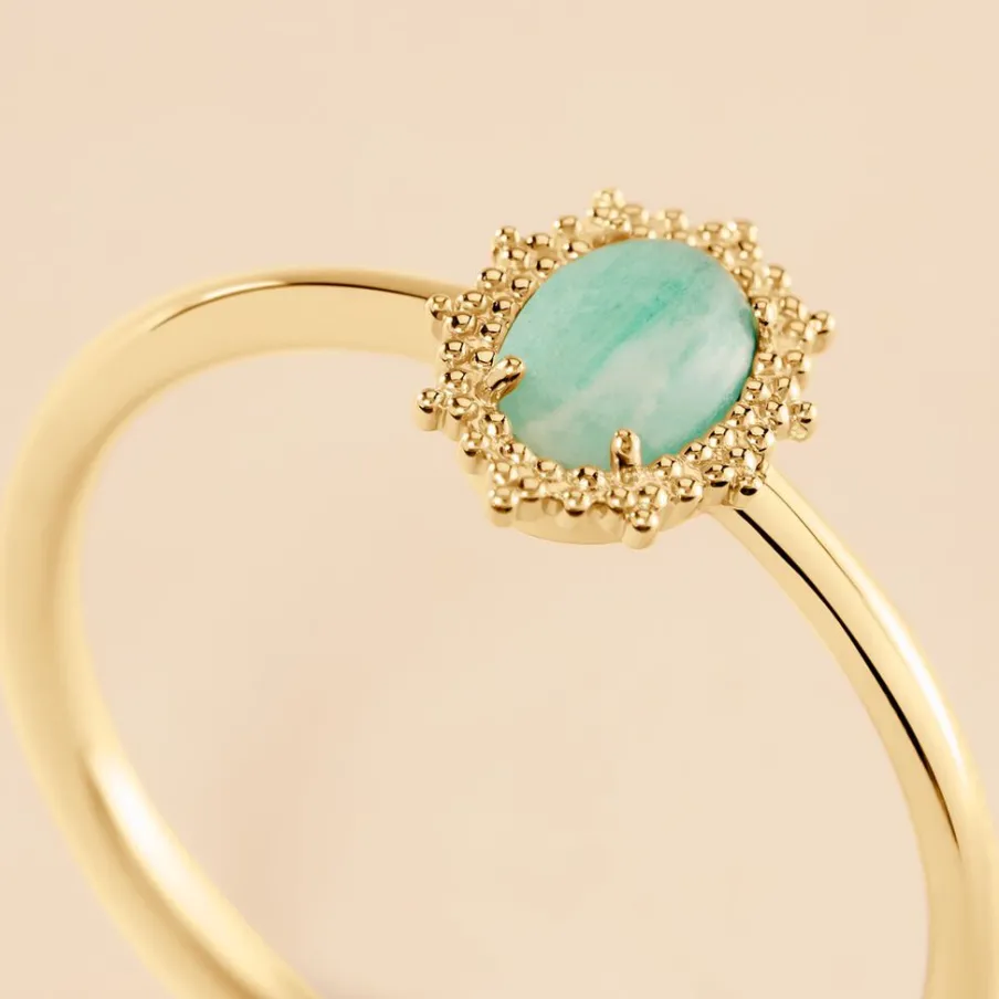 Histoire d'Or Bague Vintage Love Plaqué Or Jaune Amazonite