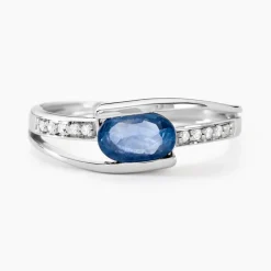 Histoire d'Or Bague Viyan Or Blanc Saphir Et Diamant