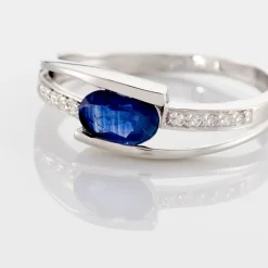 Histoire d'Or Bague Viyan Or Blanc Saphir Et Diamant