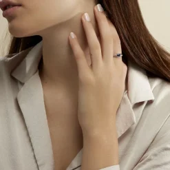 Histoire d'Or Bague Viyan Or Blanc Saphir Et Diamant