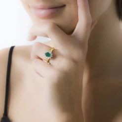 Histoire d'Or Bague Vladimir Or Jaune Emeraude Et Diamant