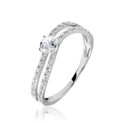 Histoire d'Or Bague Vrille Double Or Blanc Oxyde De Zirconium