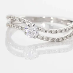 Histoire d'Or Bague Vrille Double Or Blanc Oxyde De Zirconium