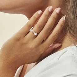 Histoire d'Or Bague Vrille Double Or Blanc Oxyde De Zirconium