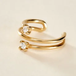 Histoire d'Or Bijou D'oreille Unitaire Eclat D'etoile Or Jaune Oxyde De Zirconium