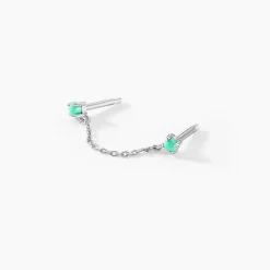 Histoire d'Or Bijou D'oreille Unitaire Goddess Argent Blanc Turquoise