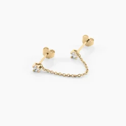 Histoire d'Or Bijou D'oreille Unitaire Pendante Plaqué Or Jaune Dofi Oxyde