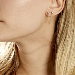 Histoire d'Or Bijou D'oreille Unitaire Pendante Plaqué Or Jaune Dofi Oxyde