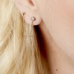 Histoire d'Or Bijoux D'oreille Unitaire Pendante Plaqué Or Jaune Dofi Oxyde