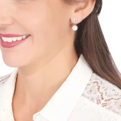 Histoire d'Or Bijoux D'oreilles Norah Or Jaune Perle De Culture Et Oxyde